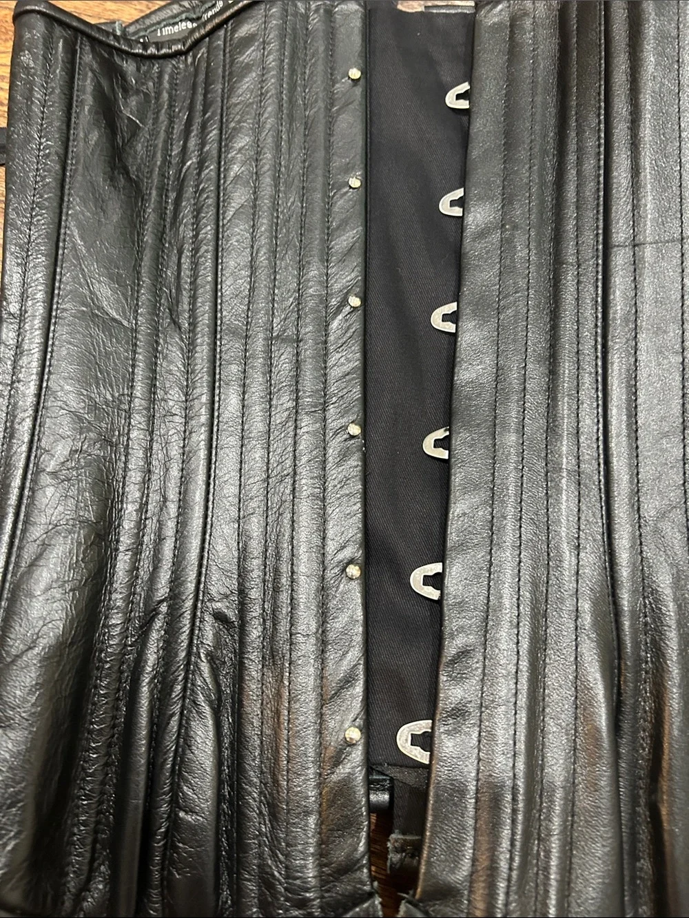 Timeless-Trends Black‎ Genuine Leather Underbust Lace Up Corset Size Smal
